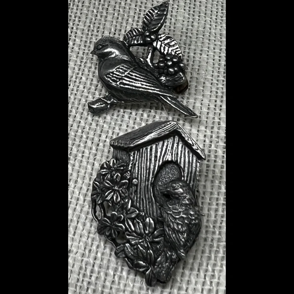 Limited Edition Birds & Blooms Pewter Brooch/Pins - Picture 4 of 6